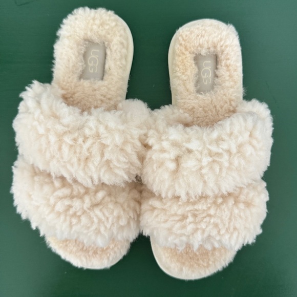 UGG NWT Maxi Curly Genuine Shearling Scuffetta Slipper Sandals 6 Creamy Natural - Picture 3 of 9